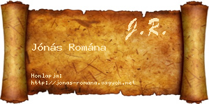 Jónás Romána névjegykártya
